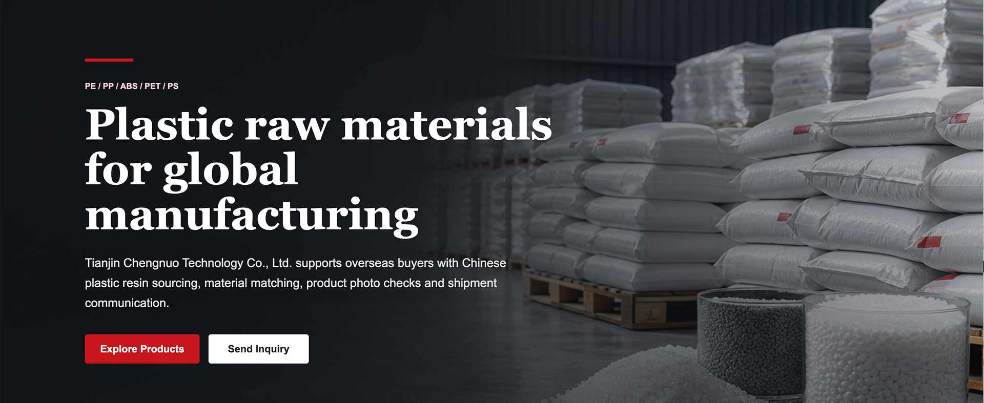 Společnost Tianjin Chengnuo Technology Co., Ltd. podporuje zahraniční kupující při nakupování čínských plastových pryskyřic, při vybírání vhodných materiálů, kontrolách produktových fotografií a komunikaci spojené s expedicí.
